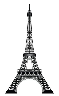 Eiffel tower siyah siluet vektör çizim