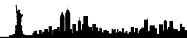 New York City Black Skyline Vector Silhouette Illustrazione — Vettoriale Stock