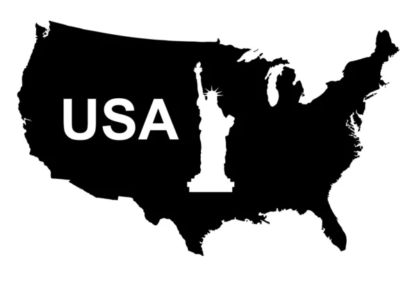 USA Map Black Vector Silhouette Illustration — Stock Vector