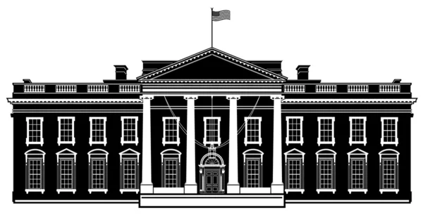 White House Washington DC Black Vector Illustration — Stock Vector