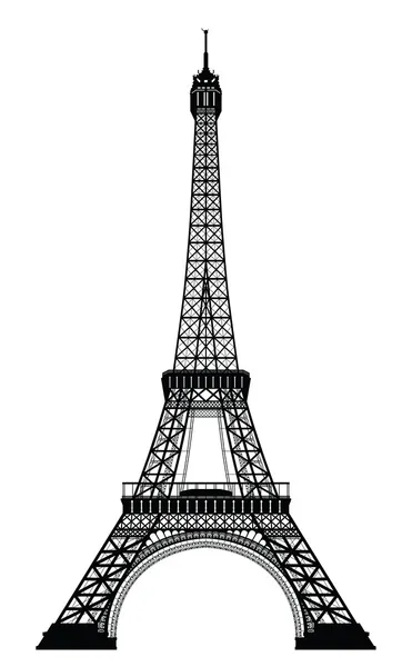 Eiffel tower siyah siluet vektör çizim — Stok Vektör