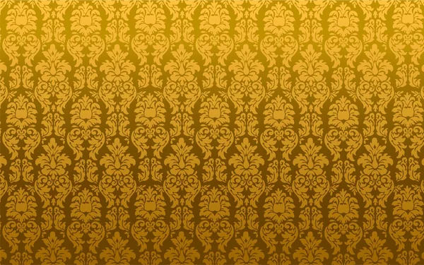 Ilustración vectorial de damasco sin costura dorada — Vector de stock