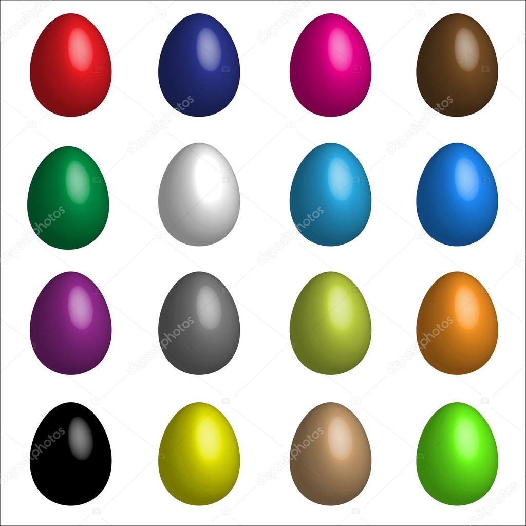 Set Of Sixteen Easter Basic Colour Eggs