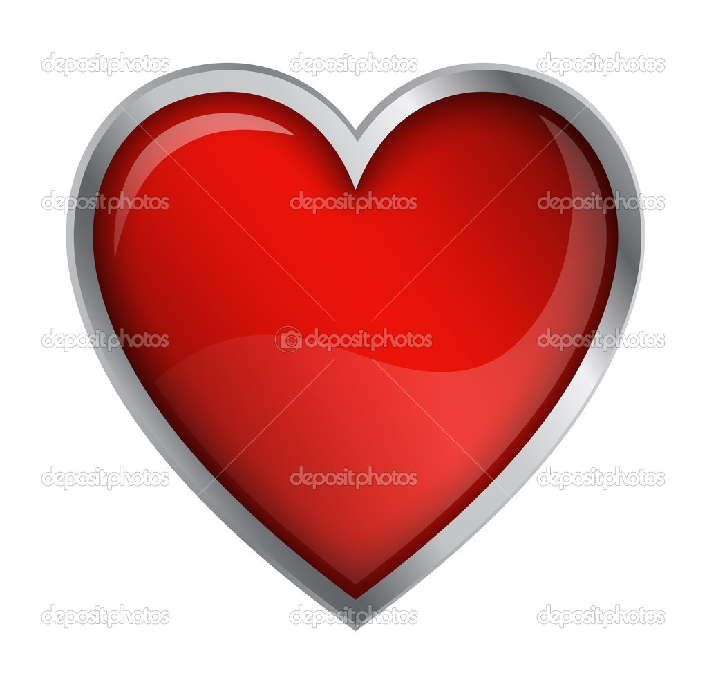 Red Heart Badge On White Background Vector Illustration