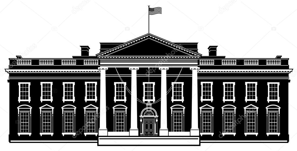 White House Washington DC Black Vector Illustration