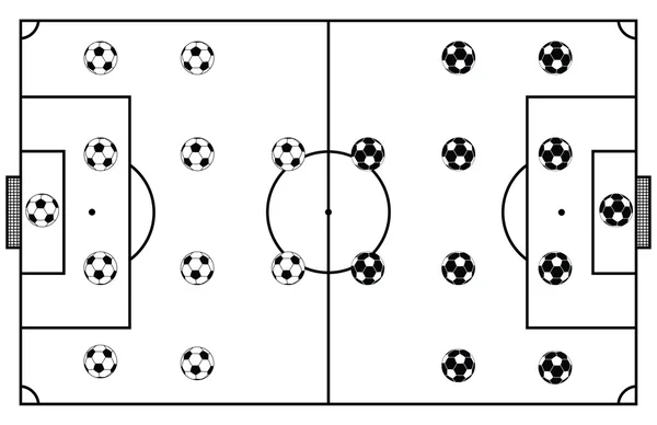 サッカー スタジアム フィールド黒ベクトル イラスト — ストックベクタ