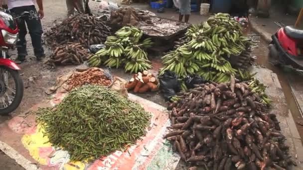 Pan of market goods in the Dominican Republic. — Stock Video