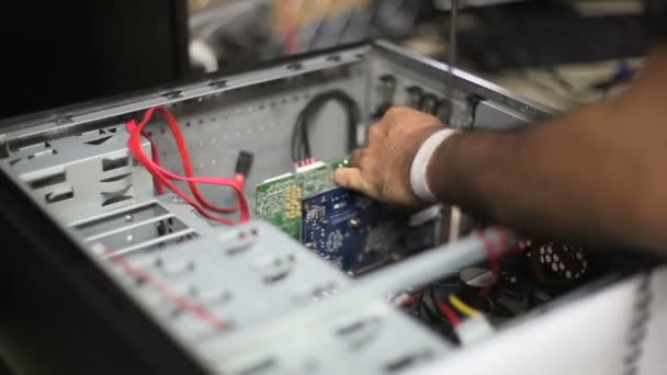 Man working on computer tight shot. — Stock Video