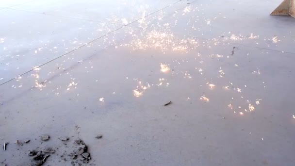 Welding sparks on ground super slow motion 2. — Stock Video