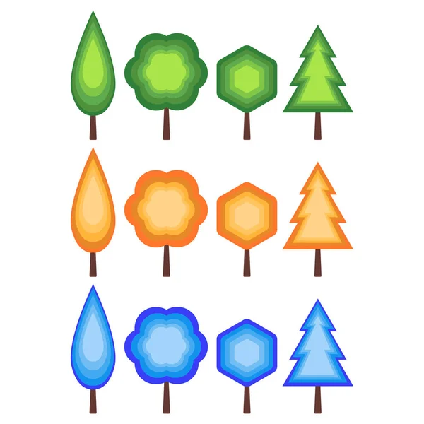 Большой Набор Изолированных Иконок Деревьев Высоком Разрешении Простая Редактируемая Векторная — стоковый вектор