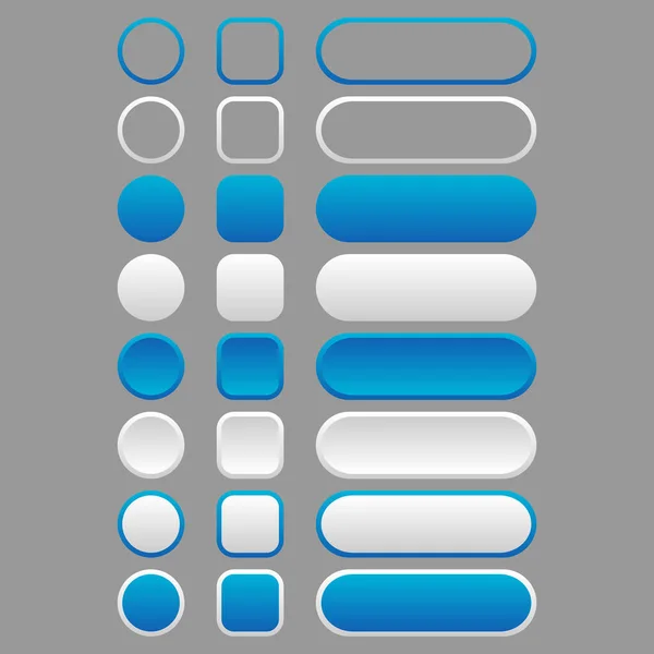 Pulsante Bianco Blu Stile Neomorfismo Facile Illustrazione Vettoriale Modificabile Isolato — Vettoriale Stock