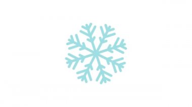 One light blue Christmas snowflake slowly rotates in a circle on a white background. The frequency is 25 frames per second.