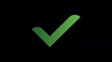 The green check mark appears and disappears slowly. Animated button press.