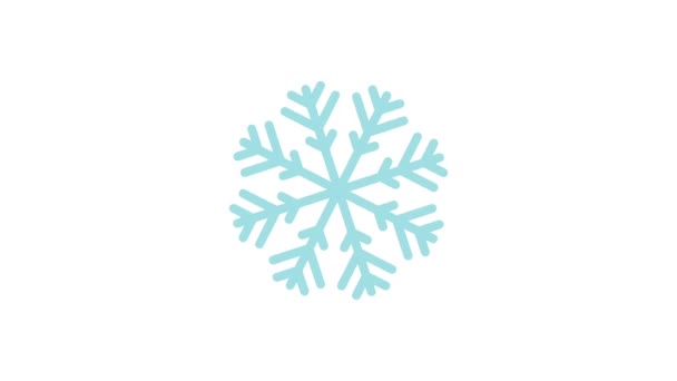 One Light Blue Christmas Snowflake Slowly Rotates Circle White Background — Vídeo de Stock