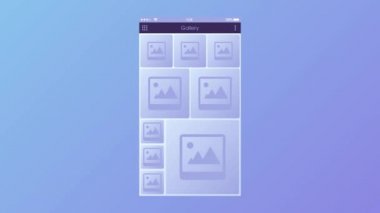 Interactive movable photo gallery app or user page. User interface pages switch smoothly. Mobile UI kit.
