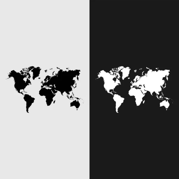 Şeffaf Bir Arkaplanda Dünyanın Politik Haritasının Siyah Silueti Vektör Illüstrasyonu — Stok Vektör