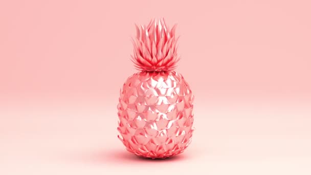 Słodki Opalizujący Błyszczący Surrealistyczny Piękny Dekoracyjny Tropikalny Ananas Owocowy Minimalnym — Wideo stockowe