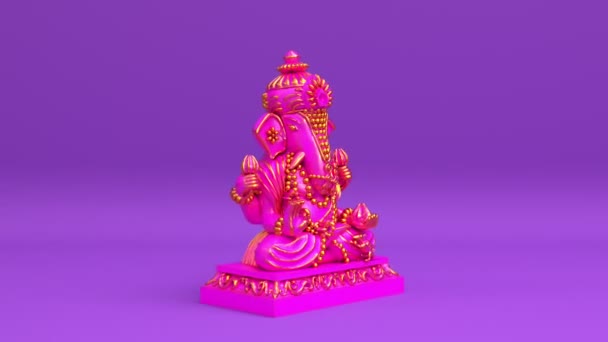 主Ganeshaアイドルや象の神の彫刻シームレスなループアニメーションの背景 Ganpati祭りと幸せなGanesh Chaturthiインド文化宗教的な縁起の良いシンボル3DレンダリングアニメーションHd 1080P — ストック動画