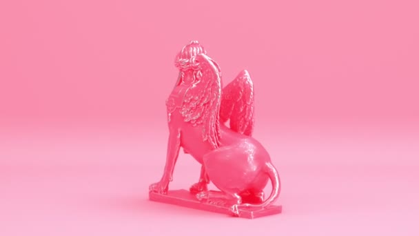 Roze Zilveren Roterende Sfinx Sculptuur Uit Belvedere Tuin Wenen Oostenrijk — Stockvideo