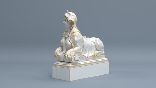 Weißgold Rotierende Sphinx Skulptur Aus Dem Belvedere Garten Wien Österreich — Stockvideo