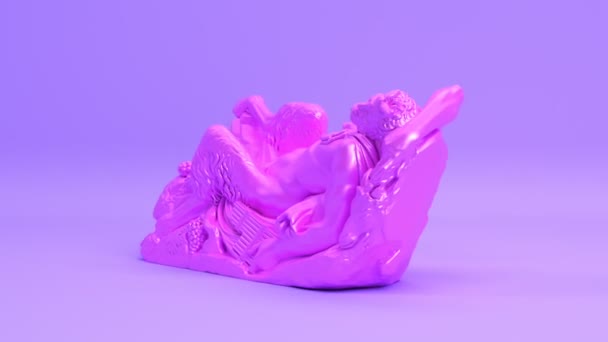 ピンク回転サテュロスパンアンティーク像シームレスなループアニメーション背景 古代のファンギリシャの彫刻3DレンダリングHd 1080ビデオ — ストック動画