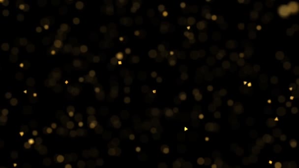 Эффект Боке Золотыми Частицами Размытой Блестящей Волшебной Пыли Черном Фоне — стоковое видео