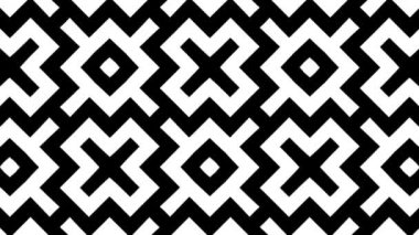 Geometrik hareket eden siyah saykodelik desen, çizgili dikişsiz döngü arka plan, modaya uygun zarif süs.