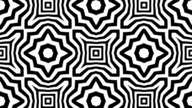 Geometrik hareket eden siyah saykodelik desen, çizgili dikişsiz döngü arka planı zig zag ve eşkenar dörtgen, modaya uygun zarif süs.