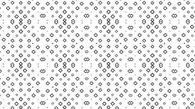 Geometrik hareket eden siyah-beyaz tek renkli psikedelik desen, kare dikişsiz döngü arka plan, mozaikli şık süs.