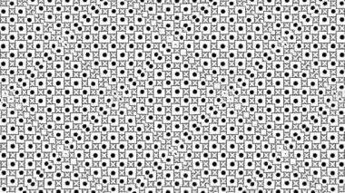 Geometrik hareket eden siyah-beyaz tek renkli psikedelik desen, kare dikişsiz döngü arka plan, mozaikli şık süs.
