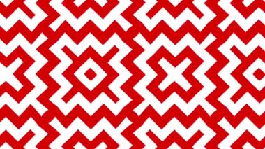 Geometrik hareketli kırmızı saykodelik desen, çizgili dikişsiz döngü arka plan, modaya uygun zarif süs.