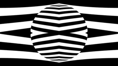 Geometrik desenli siyah beyaz tek renkli optik illüzyon, sürreal hipnotik dikişsiz döngü hareketli arka plan, psikedelik moda dekoratif gerçek dışı illüzyon 3d canlandırmalı animasyon.
