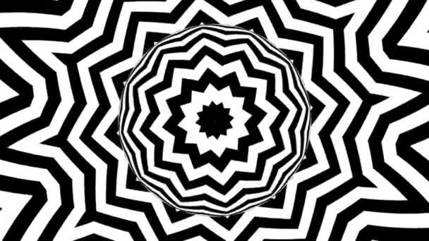 Géométrique Mouvement Noir Motif Psychédélique Rayé Fond Boucle Sans Couture — Video