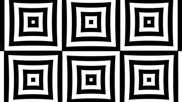 Geometrische Bewegende Zwart Wit Monochrome Psychedelische Patroon Gestreepte Naadloze Looping — Stockvideo