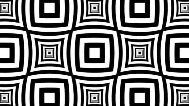 Geometric Moving Black White Monochrome Psychedelic Pattern Striped Seamless Looping — Stock Video