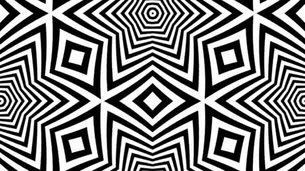 Geometrische Bewegende Zwarte Psychedelische Patroon Gestreepte Naadloze Looping Achtergrond Met — Stockvideo