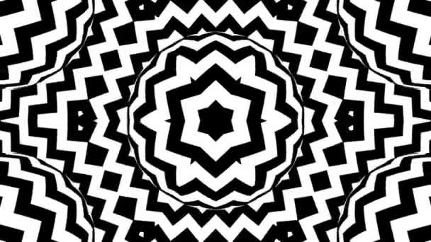 Geometric Moving Black Psychedelic Pattern Striped Seamless Looping Background Zig — Stock Video