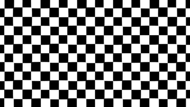 Geometric Moving Black White Monochrome Psychedelic Pattern Checkered Seamless Looping — Stock Video
