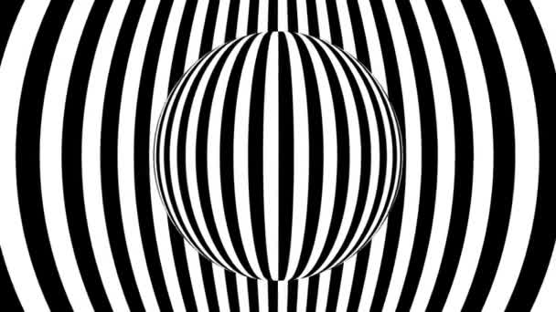 Ilusión Óptica Monocromática Blanco Negro Con Patrón Geométrico Fondo Movimiento — Vídeo de stock