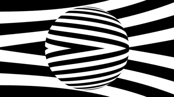 Schwarz Weiße Monochrome Optische Täuschung Mit Geometrischen Mustern Surreale Hypnotische — Stockvideo