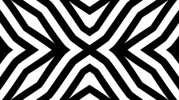 Geometric Moving Black Monochrome Psychedelic Pattern Striped Seamless Looping Background — Stock Video