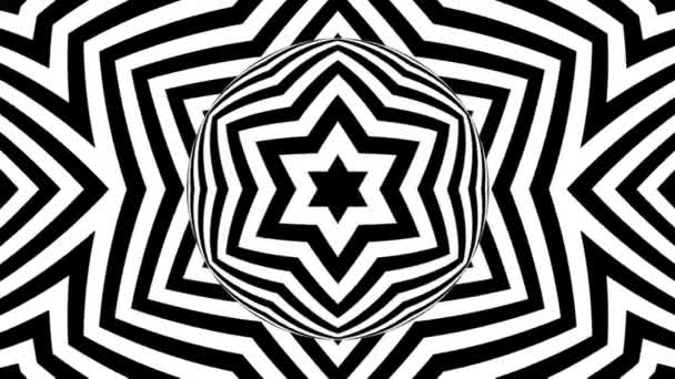 Fekete Fehér Monokróm Optikai Illúzió Geometriai Mintával Szürreális Hipnotikus Zökkenőmentes — Stock videók