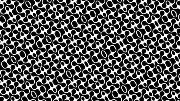 几何图形移动黑白单色迷幻图案 正方形无缝环线背景 时尚典雅的镶嵌装饰品 — 图库视频影像