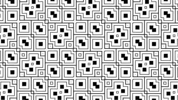 Geometrische Bewegende Zwart Wit Monochrome Psychedelische Patroon Vierkante Naadloze Looping — Stockvideo