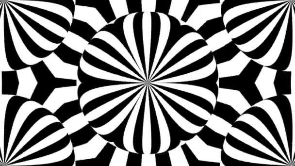 Schwarz Weiße Monochrome Optische Täuschung Mit Geometrischen Mustern Surreale Hypnotische — Stockvideo