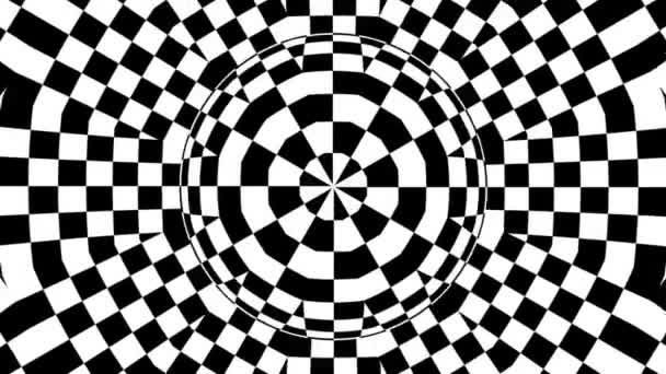 Geometrik Desenli Siyah Beyaz Tek Renkli Optik Illüzyon Sürreal Hipnotik — Stok video
