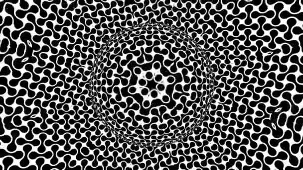 Ilusão Óptica Monocromática Preto Branco Com Padrão Geométrico Fundo Surreal — Vídeo de Stock