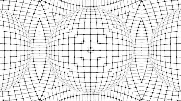 Svart Och Vit Monokrom Optisk Illusion Med Geometriska Mönster Surrealistisk — Stockvideo