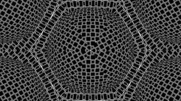Schwarz Weiße Monochrome Optische Täuschung Mit Geometrischen Mustern Surreale Hypnotische — Stockvideo