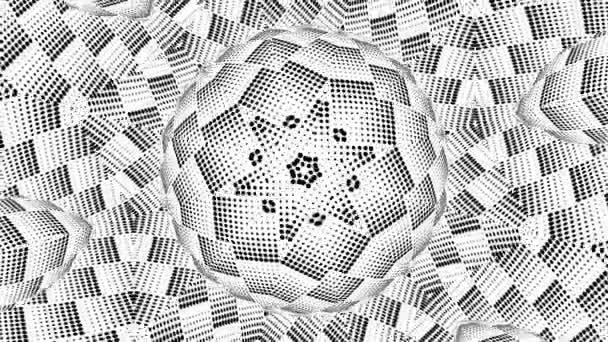 Schwarz Weiße Monochrome Optische Täuschung Mit Geometrischen Mustern Surreale Hypnotische — Stockvideo